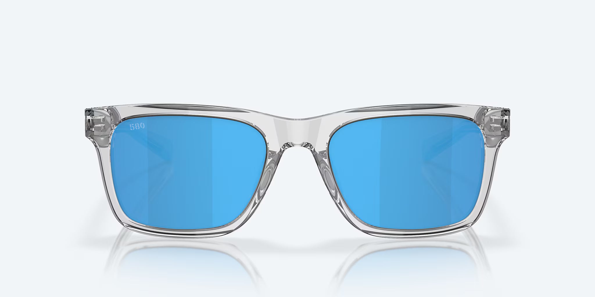 Costa Men’s Rectangular Polarized Sunglasses – Light Gray Crystal / Blue Mirror