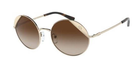 Armani Exchange Women’s Round Metal Sunglasses – Pale Gold/Gradient Brown