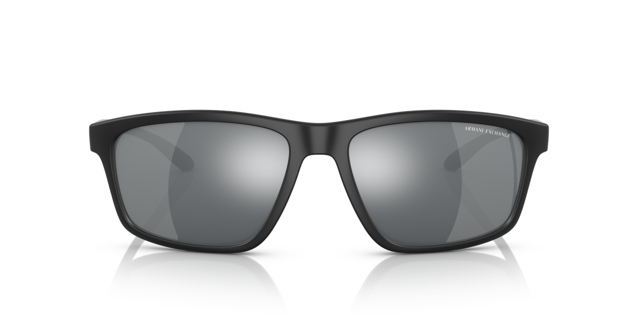 Armani Exchange Men’s Square Sunglasses – Transparent Grey/Blue Mirror