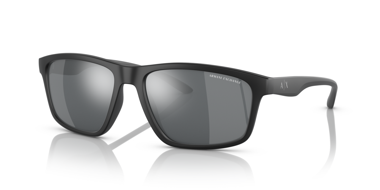 Armani Exchange Men’s Square Sunglasses – Transparent Grey/Blue Mirror