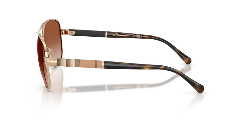 Burberry Men’s Pilot Metal Sunglasses – Gold/Light Brown Mirror