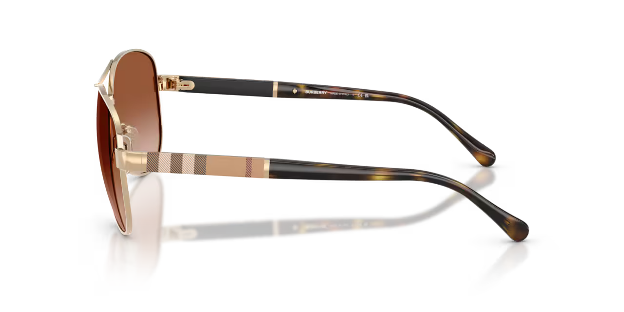 Burberry Men’s Pilot Metal Sunglasses – Gold/Light Brown Mirror