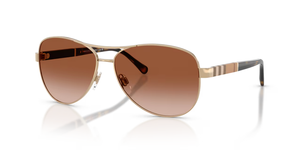 Burberry Unisex Aviator Metal Sunglasses – Gold/Brown Gradient