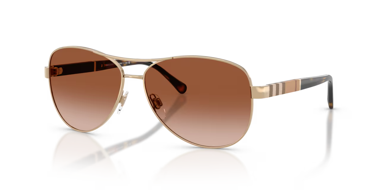 Burberry Men’s Pilot Metal Sunglasses – Gold/Light Brown Mirror
