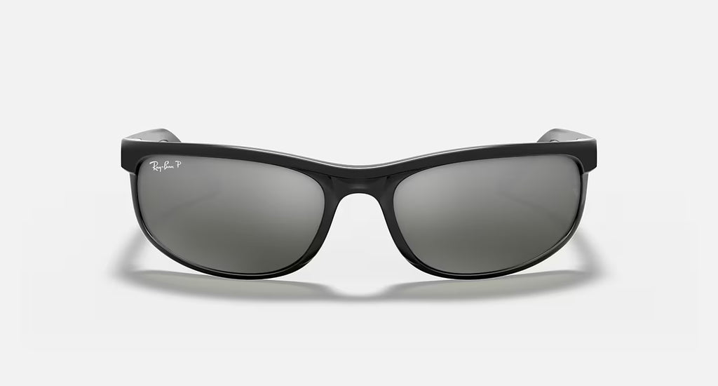 Ray-Ban Unisex Rectangular Wrap Sunglasses – Black / Green