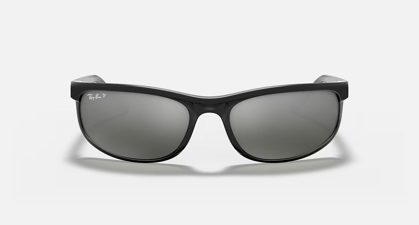 Ray-Ban Unisex Rectangular Wrap Sunglasses – Black / Green
