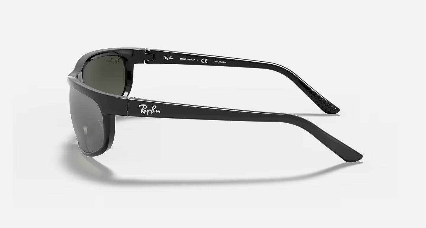 Ray-Ban Unisex Rectangular Wrap Sunglasses – Black / Green