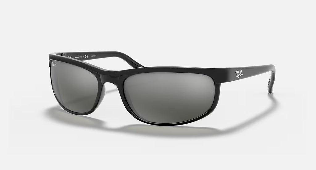 Ray-Ban Unisex Rectangular Wrap Sunglasses – Black / Green
