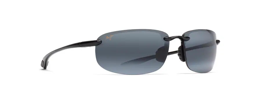 Maui Jim Unisex Rectangular Sunglasses – Gloss Black / Neutral Grey
