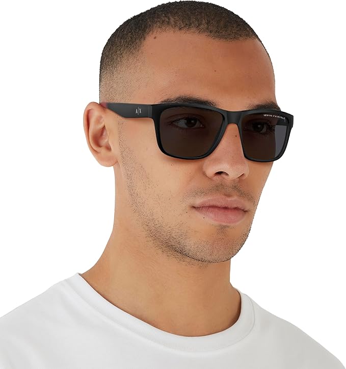 Armani Exchange Men’s Square Sunglasses – Black/Grey
