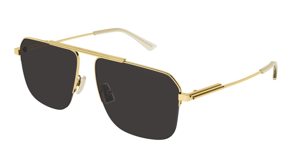 Bottega Veneta Unisex Pilot Sunglasses – Gold/Grey
