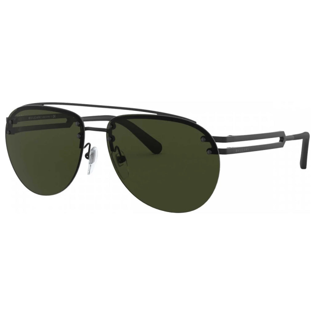 Bvlgari Men's Pilot Metal Sunglasses – Matte Black/Green Gradient