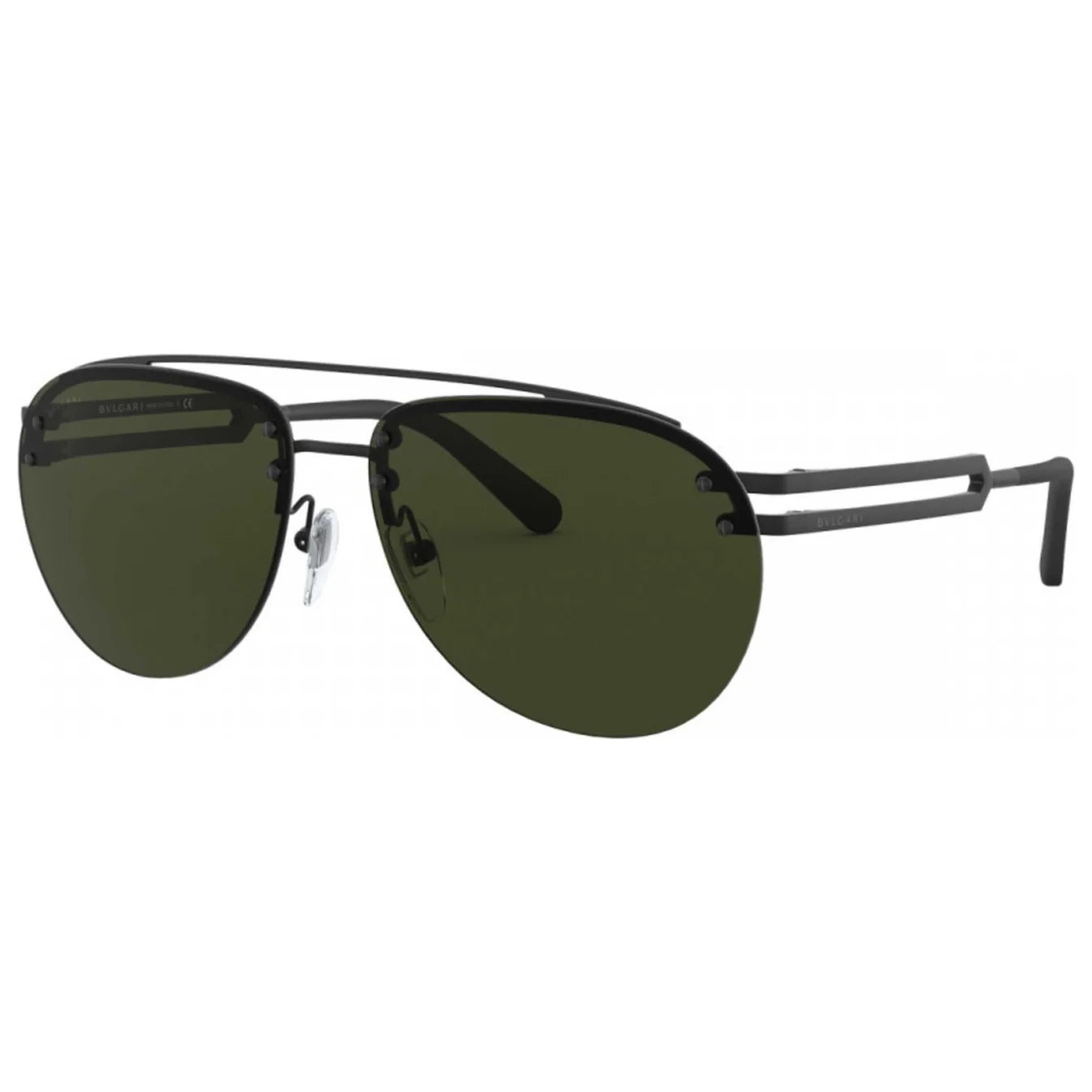 Bvlgari Men's Pilot Metal Sunglasses – Matte Black/Green Gradient