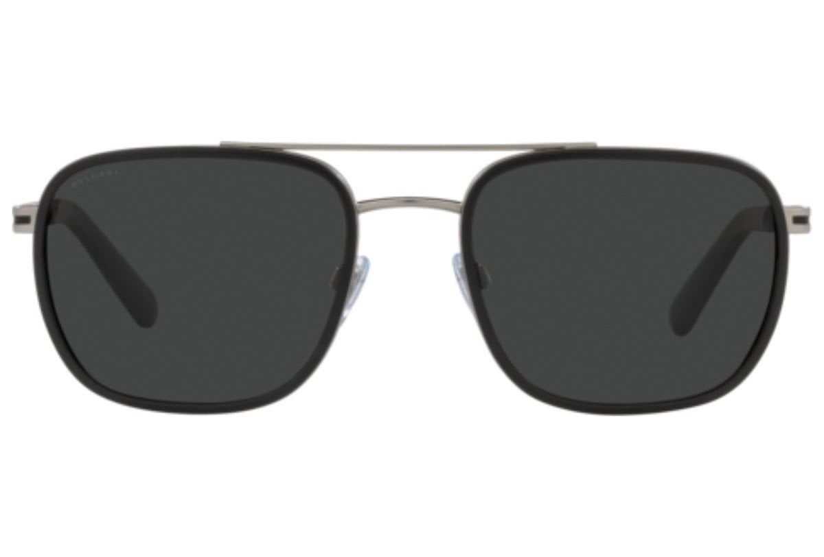 Bvlgari Men's Rectangular Metal Sunglasses – Matte Gunmetal/Polarized Grey
