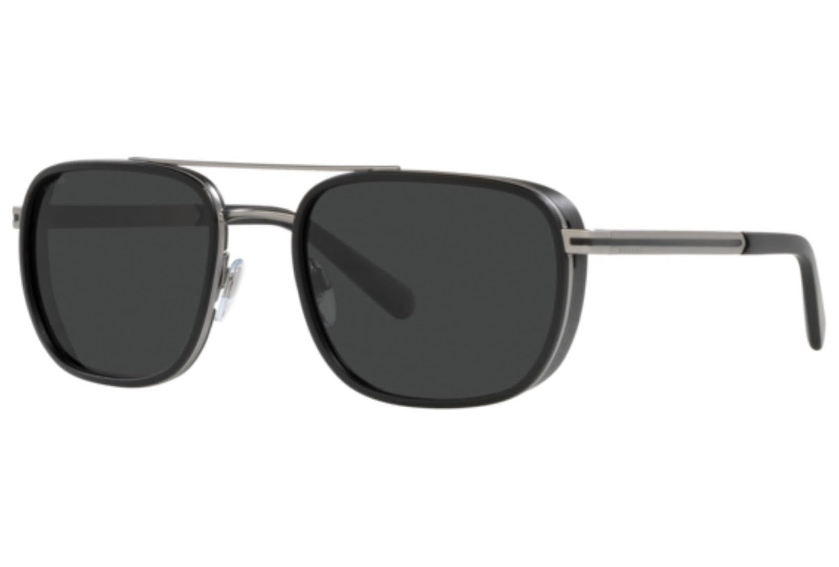 Bvlgari Men's Rectangular Metal Sunglasses – Matte Gunmetal/Polarized Grey