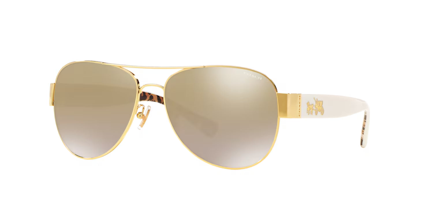 Coach Women’s Aviator Metal Sunglasses – Gold/Brown