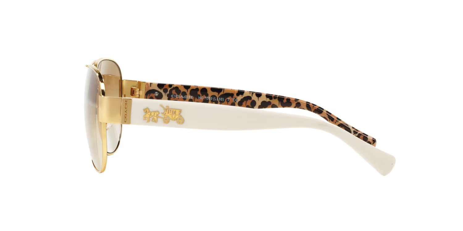 Coach Women’s Aviator Metal Sunglasses – Gold/Brown