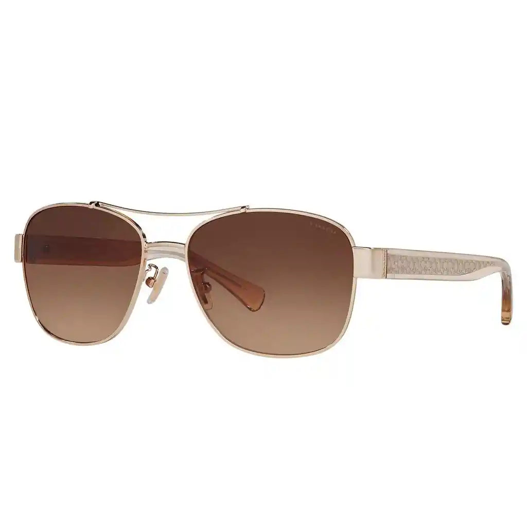 Coach Women’s Aviator Metal Sunglasses – Light Gold/Crystal Light Brown