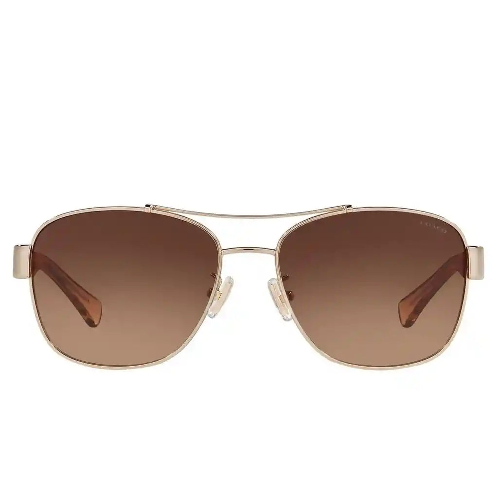 Coach Women’s Aviator Metal Sunglasses – Light Gold/Crystal Light Brown