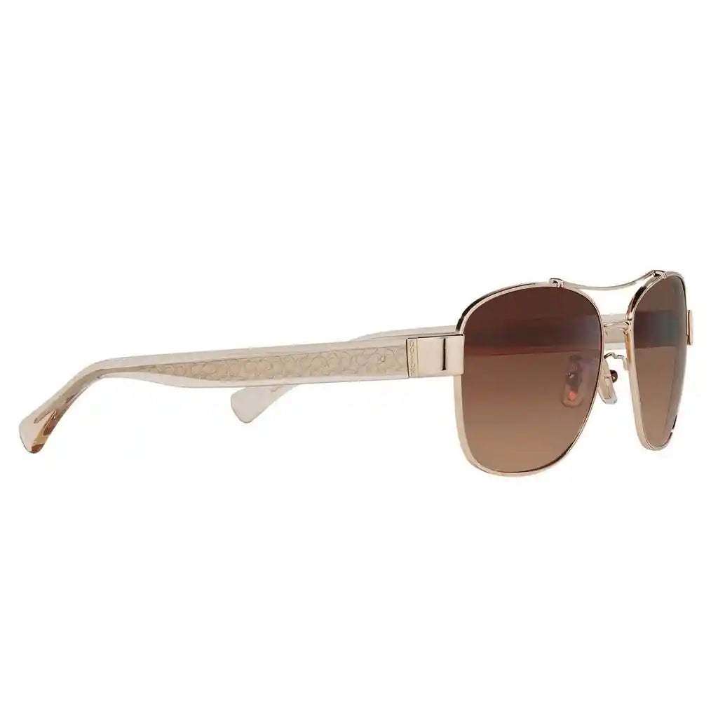 Coach Women’s Aviator Metal Sunglasses – Light Gold/Crystal Light Brown