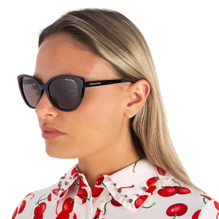 Armani Exchange Dark Brown Cat Eye Ladies Sunglasses