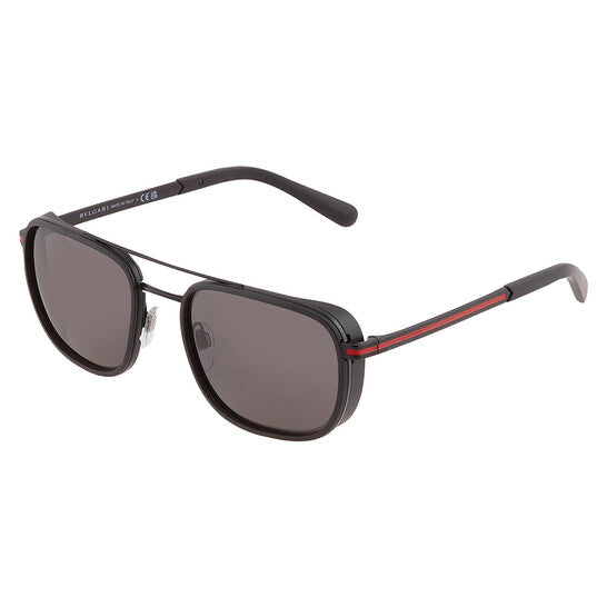 Bvlgari Men's Pilot Metal Sunglasses – Matte Black/Grey Mirror